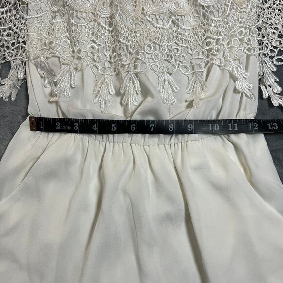 Women's Sleeveless Lace Trim Mini Dress Size XXS Bridal Wedding Sorority Grad - Picture 6 of 7